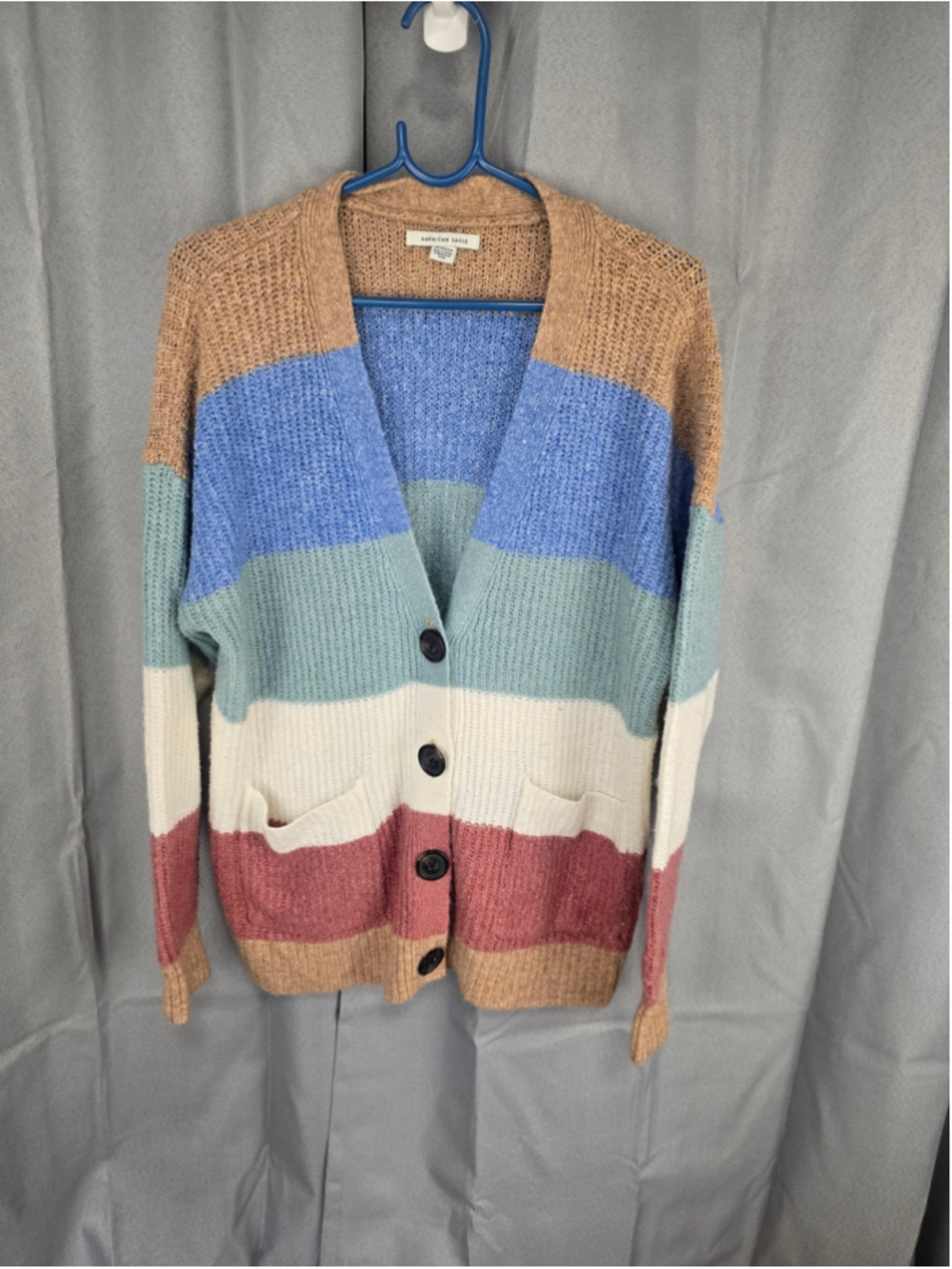 Women's American Eagle Striped Cardigan Sweater XS Multi-color